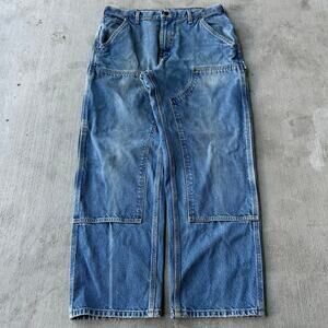 Vintage Y2K Carhartt denim blue jeans double knee work wear carpenter pants